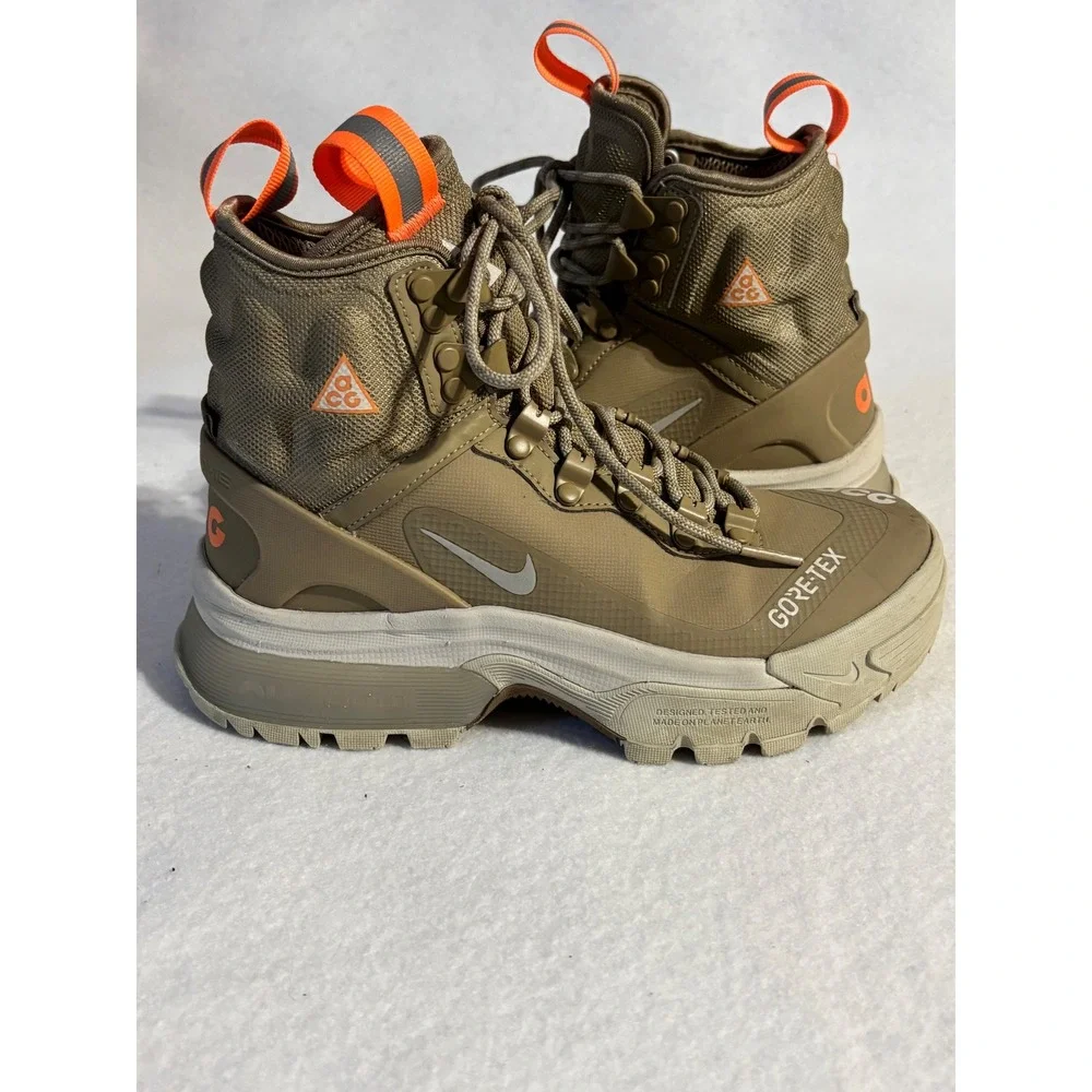 Nike ACG Air Zoom Gaiadome GORE-TEX Khaki Orange Boots DD2858-202 Boys 3.5